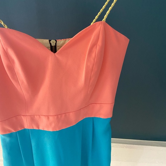 NAVEN Blue & Pink Colorblock Heartthrob Silk Dress - Picture 8 of 8